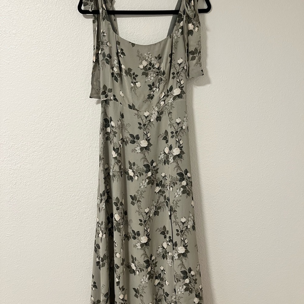 Reformation Green Floral Midi Dress